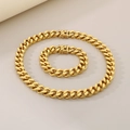 Conjunto de collar y pulsera de cadena cubana dorada con cierre de dragón hip hop - Collar 65cm (Cierre Cabeza de Dragón) / Dorado