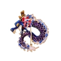 Vintage enamel flying dragon brooch with colorful detailing and gold plating - Multicolor/Blue-Purple