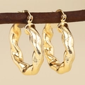 Goldene Creolen mit unregelmäßigem Spiraldesign und Textur auf einem Zweig - E4442-Natürlich Organischer Twist / Gold