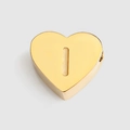 Gold stainless steel heart-shaped bead with letter I for DIY jewelry making - Letter I / Gold
