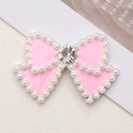Accessoire nœud rose avec bordure en perles et cristal central étincelant - Argent Rose