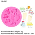 Pink silicone mold featuring footprints and toy vehicle shapes for baby birthday cakes - 2# Multi-Pattern Vehicles / Pink