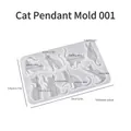 DIY silicone mold for 8 different cat pendant styles in transparent white resin material - Silicone / Cat Pendant Mold