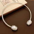Elegant silver irregular cross choker with white baroque pearls in a French vintage style - 19# Silver-Pleated Oval Pearl Choker