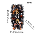 Halloween BOO wreath with orange ribbons and black mesh for front door decor, 54x30cm - L3-4 Wreath Style