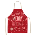 Red cotton linen Christmas apron featuring Santa Claus print and Merry Christmas text - A0001-22 Red Merry Christmas
