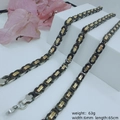 Men's fashion necklace in black and gold titanium steel, 6mm width and 65cm length - 6mm*65cm / Gold Black
