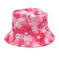 Dettaglio cappello pescatore tie-dye rosa e bianco con stelle stampate su tela spessa - M (56-58cm) / Rosa Rosso