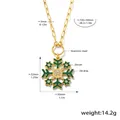 Golden stainless steel snowflake pendant necklace with green enamel and zircon stones - Green Snowflake