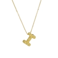 Golden balloon bubble initial I necklace with textured brass pendant on fine chain - Necklace I