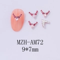 Pink diamond-studded V-shaped nail art charm MZH-AM72 measuring 9x7mm for manicures - Rose Pink Rhinestone Silver Base V-Shape Style (AM72)