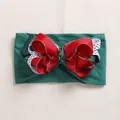 Diadema elástica de nailon para niñas con un lazo de tres capas verde oscuro y lunares - Verde Oscuro