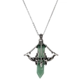 Detailed close-up of Cupid's arrow pendant with green crystal on a silver chain - Green (Aventurine)