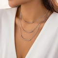 Three-layer silver snake bone necklace with minimalist polished curved tube pendants - Silver (3-Layer Tube)