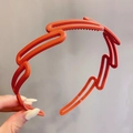 Flexible wavy orange headband with anti-slip teeth in a matte Morandi finish - 18# Ring-Orange Red
