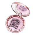 Magnetic eyelashes set with pink compact case and mirror for portable eye makeup - 082