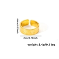 18k gold plated stainless steel open ring with engraved star patterns and size details - Adjustable Open / Relief Pentagram Style(TYGR0212)