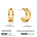 Orecchini classici a triplo strato a forma di C in acciaio inossidabile oro 14K - Stile a Doppia Circonferenza a C (JDE0305039) / Oro