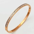 Minimalist heart rose gold bracelet with square-cut cubic zirconia row stones - Rose Gold Tone Square Zirconia Style (29-D-11)