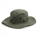 Army green wide brim tactical sun hat with side snaps and breathable metal eyelets - Army Green