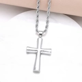 Pendentif croix en argent poli avec chaîne torsadée classique pour homme - Argenté