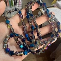 Rainbow star-shaped 8mm crystal glass beads for DIY jewelry and necklace crafting - Half Blue Multicolor Inside