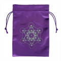 Purple velvet drawstring pouch with white Metatron cube geometry for tarot cards - New Metatron/Purple White