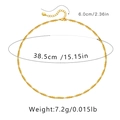 Detailed size chart for beaded brass chain necklace with 15 inch length and 2 inch extension - KN0067/Gold Fine Bead Chain