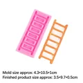 Ladder shape pink silicone mold for resin and chocolate with dimensions and finished product - Ladder / Pink