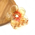 Plumeria flower hair claw clip in translucent orange gradient with silver glitter - Hollow Plum Blossom Glitter Claw [Orange]