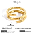 18K gold plated double-layer stainless steel ring with waterproof features - Size 9 (1.90cm) / Double Layer Spiral Style (JDR0112036-9) / Gold