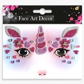 Glitter unicorn face jewels with silver horn and pink floral stickers for Halloween - Valentine Pink Unicorn