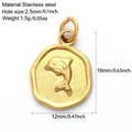 Golden stainless steel dolphin pendant charm for DIY jewelry with size and weight info - Gold Tone Dolphin (G17)