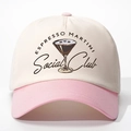 Espresso Martini Social Club two-tone baseball cap in off-white and pink cotton - Beige and Pink