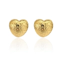 Retro Herz-Ohrstecker mit Hammerschlag-Optik und 18K Goldbeschichtung auf Weiß - Gold