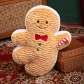 Gingerbread man plush pillow with red bow tie and candy cane for Christmas decor - Cookie (Gingerbread Man) / 40CM