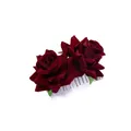 Bohemian hair comb featuring deep red velvet faux roses on a vintage silver metal base - FS11-7 Wine Red