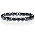 8mm dark grey hematite stretch bracelet with high-gloss metallic finish beads for men and women - Hematite