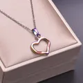 Rainbow heart pendant necklace in colorful electroplated finish on a satin gift box - Necklace / Colorful