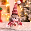 Plush Christmas snowman doll with red knitted hat and welcome star, 35cm height - Earmuff Snowman-30