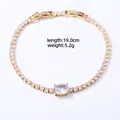 Gold tennis bracelet with white cubic zirconia and oval center stone, 19cm length - 16K Gold Oval White Zircon