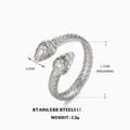 Bague serpent réglable en acier inoxydable argenté avec écailles et dimensions - Ouvert Réglable / Couleur Acier
