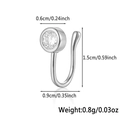 Silver 925 star-themed nose cuff with inlaid clear zircon and detailed size measurements - Round Rhinestone-Silver