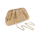 Borsa a tracolla estiva in paglia intrecciata da donna con catena oro e design a nuvola - Albicocca