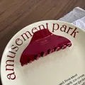 Large 10cm burgundy acetate hair claw clip with gold lettering for elegant updos - Faux Triangle