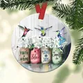 Acrylic Christmas ornament featuring hummingbird and flower print with faith hope text - Faith Hope-Flowers and Hummingbird