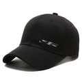Classic black cotton baseball cap with embroidered BHD stripes for outdoor sun protection - Adjustable / Black