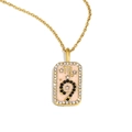 18K gold plated Scorpio necklace with crystal frame and pink enamel zodiac pendant - Scorpio / Gold