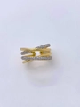Close-up of 18k gold plated multi-layer crossover ring featuring micro-pave zircons - Adjustable Open / Multi-layer Cross Line Open Style (Ring 3)