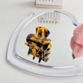 Mini tortoiseshell acetate hair claw clip with leopard pattern on a heart mirror - 3.5cm / Coffee Tortoise Shell